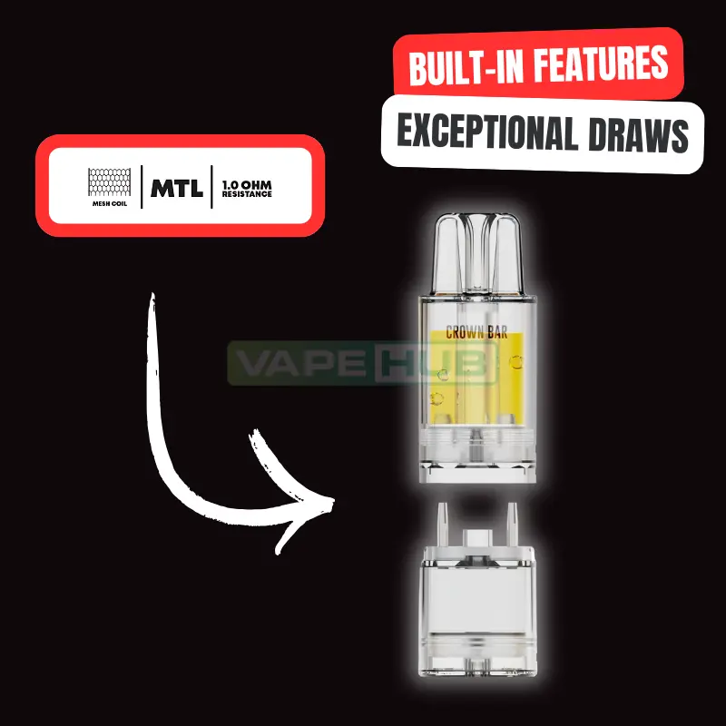 product features of the al fakher crown bar pro max 12k refill replacement pods
