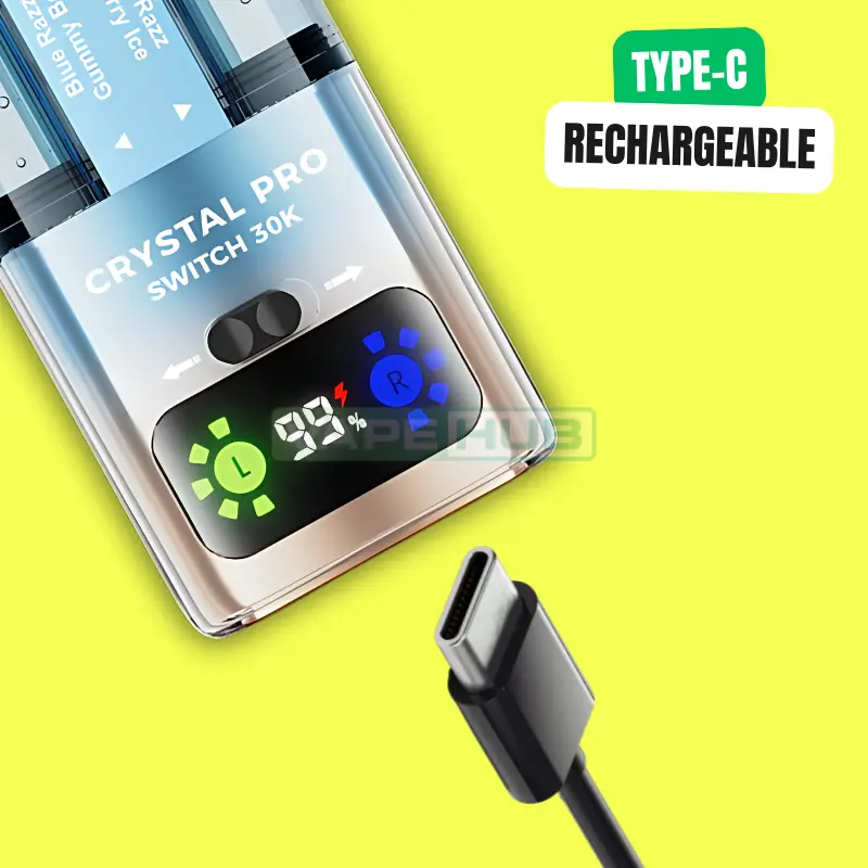 crystal pro switch 30k usb type-c rechargeable battery