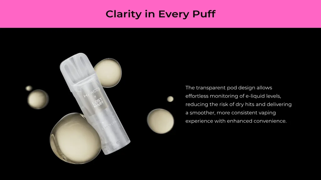 transparent 2ml pod hawcos x lost mary crystal pro