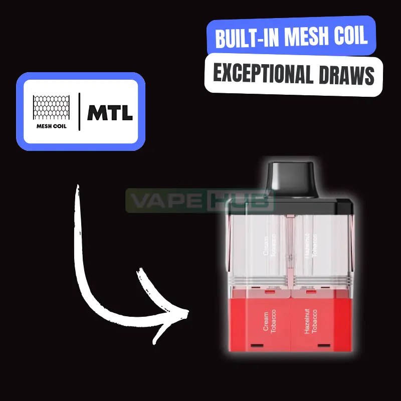 built-in mesh coil in crystal galaxy focus 2 prefilled pods