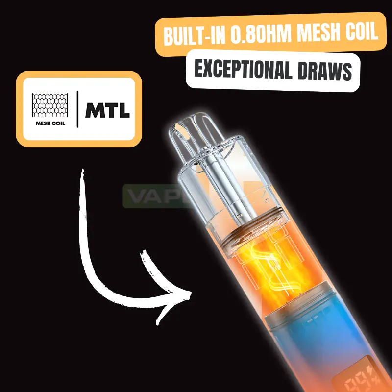 built in mesh coil in the crystal pro cp 10k prefilled pods