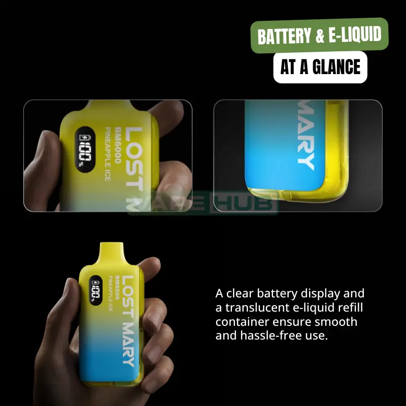 digital screen for battery monitoring in lost mary bm6000 prefilled pod kit