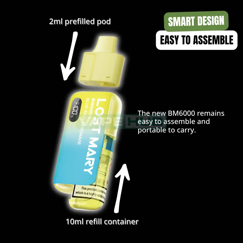 easily replaceable lost mary bm6000 prefilled pod kit