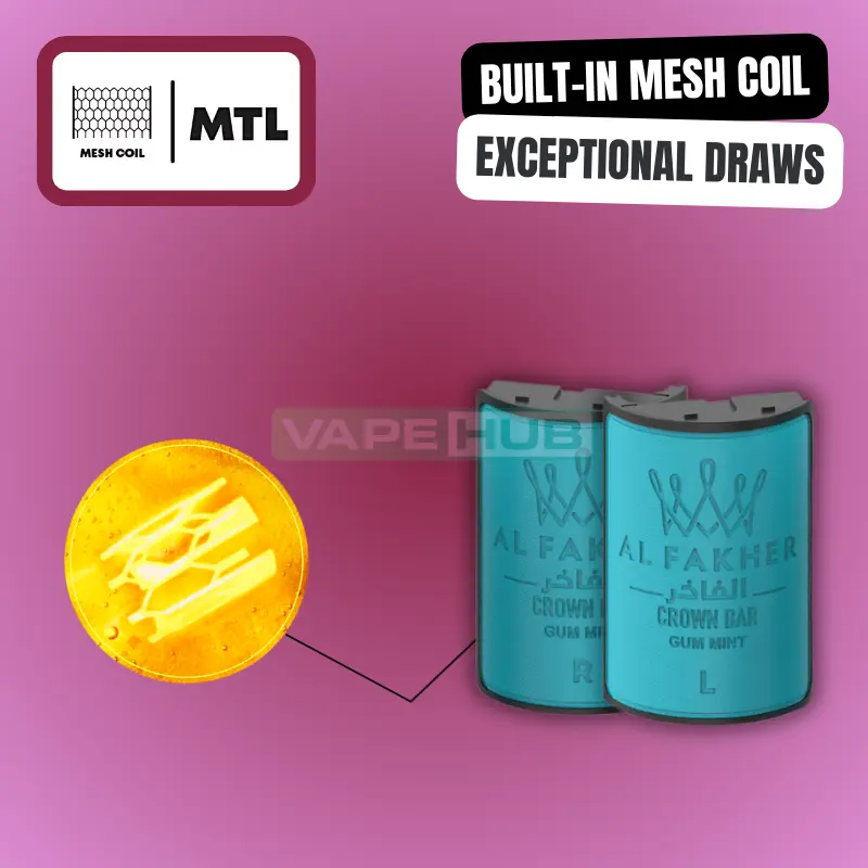built in mesh coil in the al fakher 30k hypermax pods