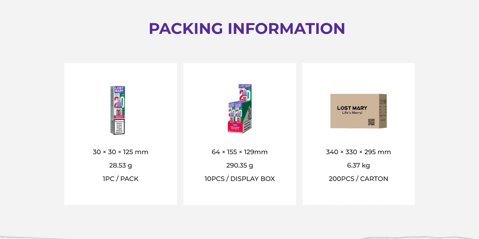 Lost Mary Nic Salts Packing Info